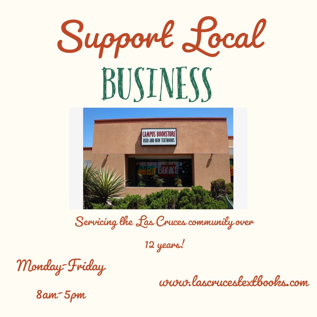CampusBook_LC's tweet photo. Support Small Business Saturday! 

Servicing the Las Cruces Community over 12 years!! 

Shop Online: https://t.co/NrbinNWBZ1

Monday-Friday 
8am-5pm https://t.co/Hhyzdu2csD