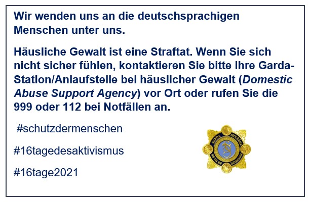 Wir wenden uns an die deutschsprachigen Menschen unter uns.
#16DaysofActivism2021