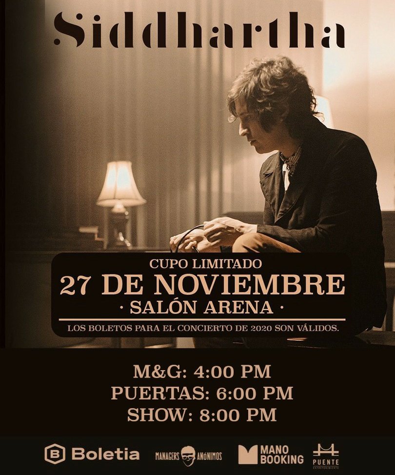 puente_mx's tweet photo. ⚠️ ¡Horarios del show de @IamSiddhartha! ⚠️

¡Nos vemos en un rato! 

#Puente #Concierto #Siddhartha https://t.co/uzsgCp1o5c
