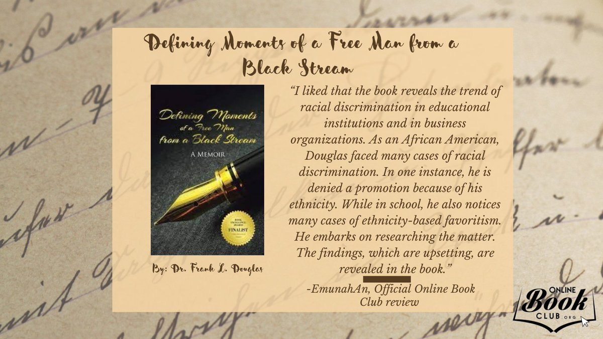 TwBookClub's tweet photo. Visit https://t.co/6Mrmo50tYg to view the full official review 📚🖊

OBC Book Page: https://t.co/58ww6F7fRf

Frank Douglas' Books on FB: https://t.co/ffwvA5h54u

And Dorrance Publishing: https://t.co/i4ft8NMExv

#BlackStream #Hope #Journey #Memoir #OnlineBookClub #Politics #Race https://t.co/JwQ4QkWkMu
