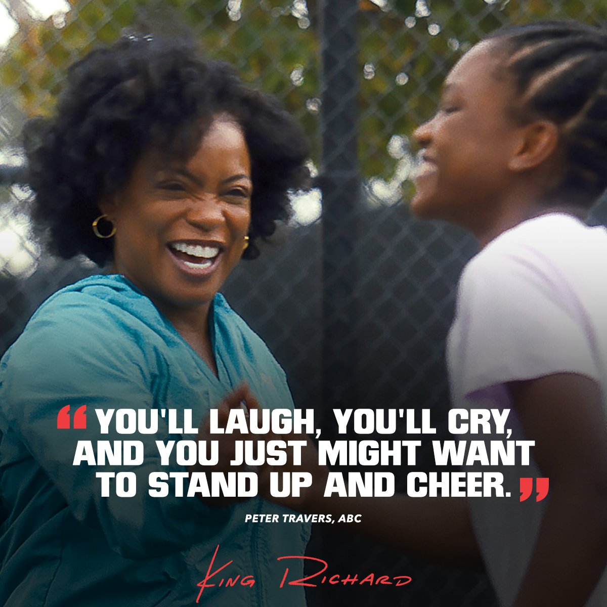 #KingRichard is moving audiences everywhere! Don’t miss out on the film that will make you laugh, cry, and stand up and cheer. Based on the story of Venus &amp; Serena Williams, <a href="/KingRichardFilm/">King Richard Film</a> is now playing theaters &amp; streaming on @HBOMax*. Get tix TODAY: kingrichardfilm.com