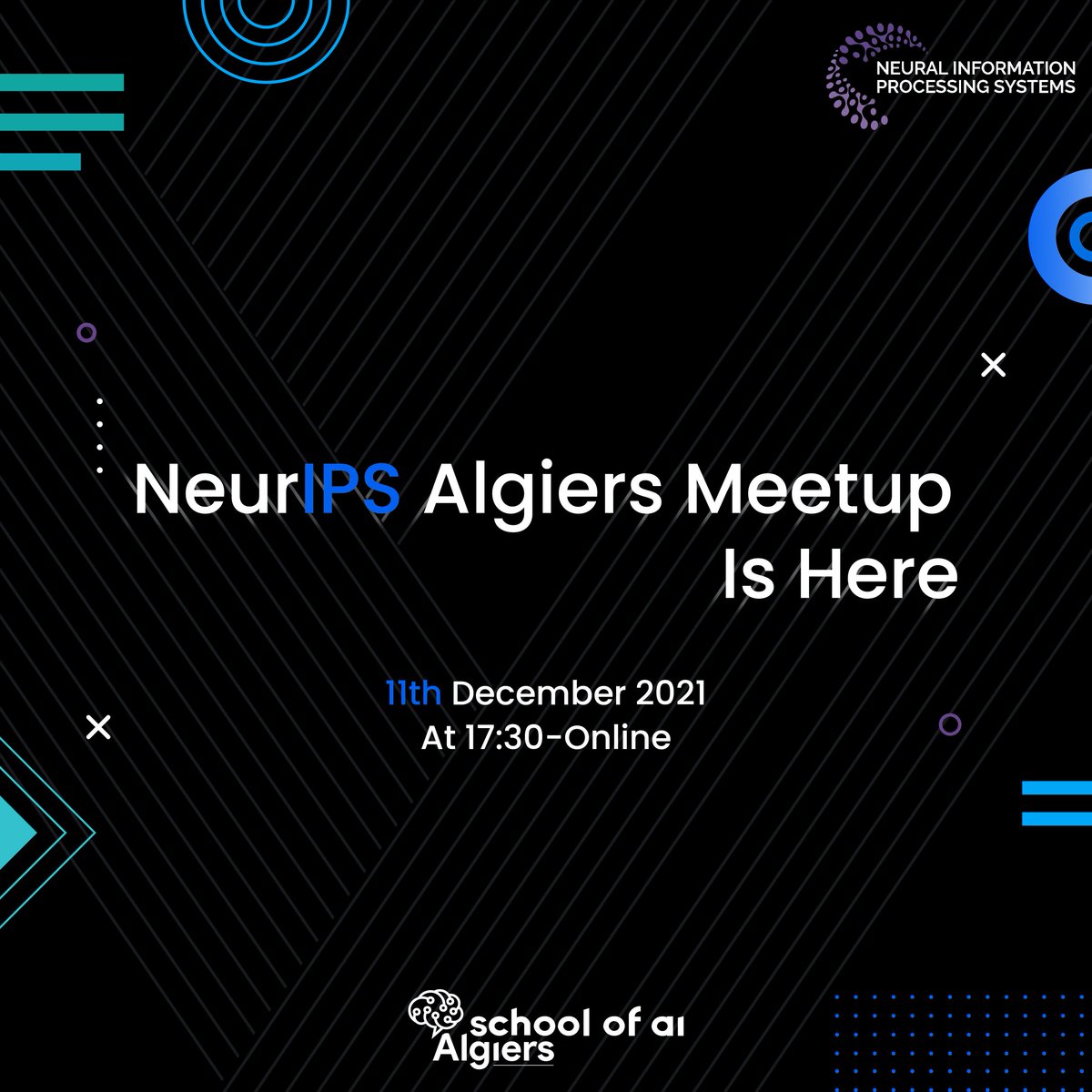 SoAIAlgiers's tweet photo. Ladies and Gentlemen 🥁,
Did you guess what event is coming up next, or not yet ?
Alright, no more waiting, through this post we have the pleasure to announce the first edition of neurIPS Algiers 🔥🔥🔥
Keep in touch with us 😉 , to know more about this event
#SOAI #NeurIPS2021 https://t.co/VMiHVj7Lmt