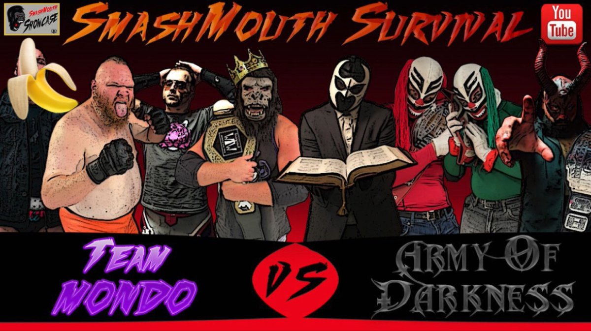 MEGAAAAMONDO's tweet photo. THAT @KillJustinKyle IS ONE BAD 🍌

#TEAMMONDO 
MEGA MONDO
@VGFNBrashear 
@RavishingAnton 

VS.

#THEARMYOFDARKNESS

MEGAAAA TOMORROW AT
#WWTSHOWCASE #SMASHMOUTHSURVIVAL https://t.co/H3f5Xs9gQY