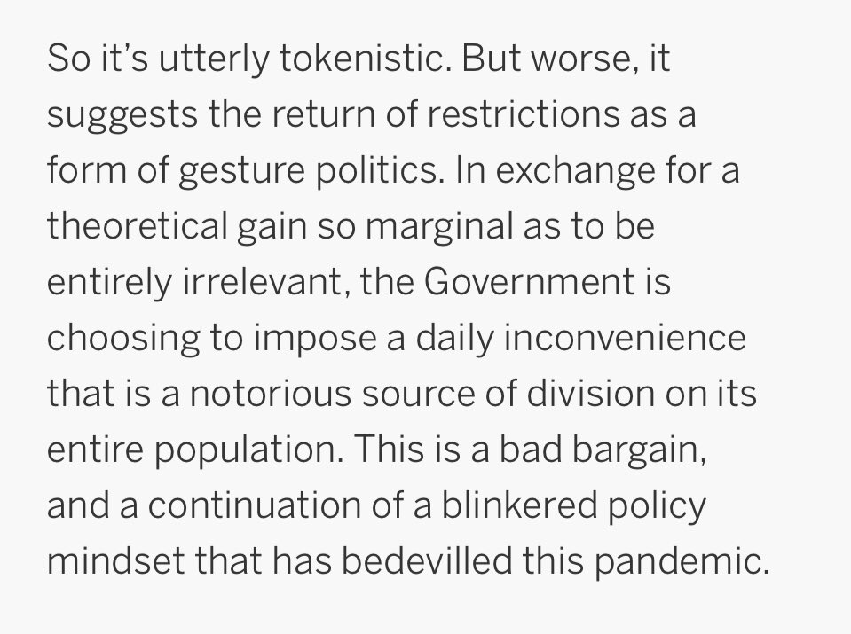 freddiesayers's tweet photo. Me in @UnHerd on the cost of introducing policies (facemasks in shops in response to Omicron variant!) that nobody thinks will work.

👇👇👇
https://t.co/WjJRobsMWU https://t.co/0HY187YrLs