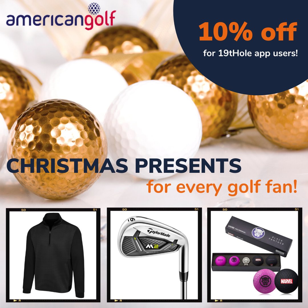 This year will be 19tHole’s 1st Christmas! Get a one-off 10% off selected lines from @americangolf_UK discount when you sign up to 19tHole &amp; get perfect Christmas presents for Golf Lovers!

Apple - apps.apple.com/gb/app/19thole… 
Android - play.google.com/store/apps/det…
#GolfAddict #GolfIsLife