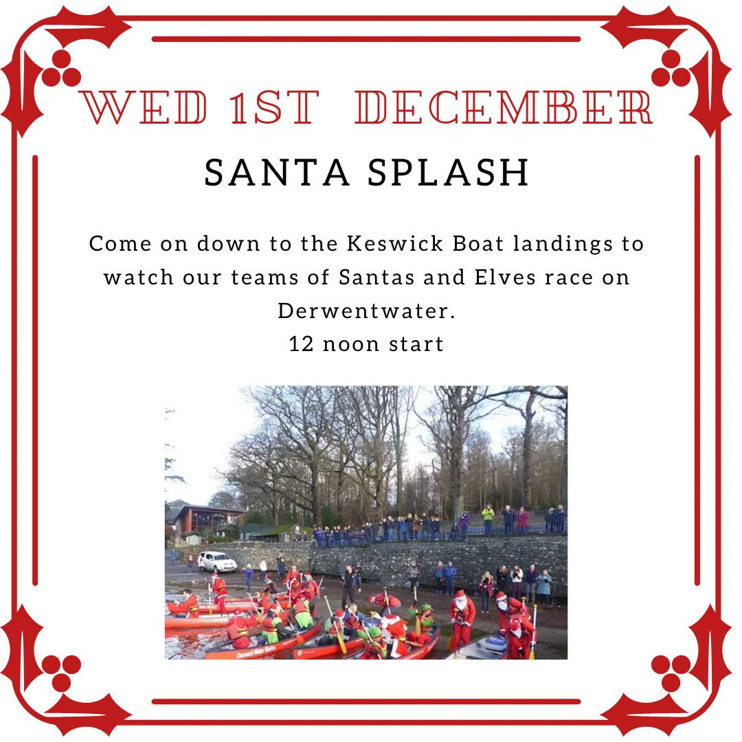 We are so excited for our Santa Splash event next week. Join us at Derwentwater foreshore at noon on Wednesday 1st Dec & cheer on the teams from @GoApeTribe Whinlatter, @LDHotels, @KeswickFestival, @KeswickTourism, @CastleriggHall, @TheQuietSite, @YHAKeswick & @allerdale