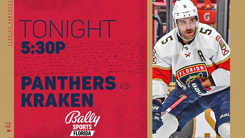 The @FlaPanthers are back at home and looking to bounce back!

Get ready for their matchup against the Kraken with Panthers LIVE at 5:30pm on Bally Sports Florida! #TimeToHunt https://t.co/sPuSvkdQWX