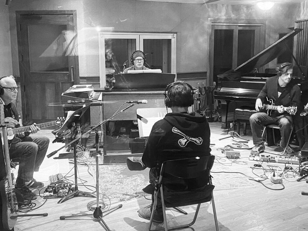 Recording a new #JohnZorn album today featuring (from left to right) #BillFrisell @bill.frisell on guitar, #KennyGrohowski @kennygrohowski on drums, #JohnMedeski @johnmedeski on organ and rhodes and #MattHollenberg on guitar at #EastSideSound @eastsideso… instagr.am/p/CWylGjirxJo/