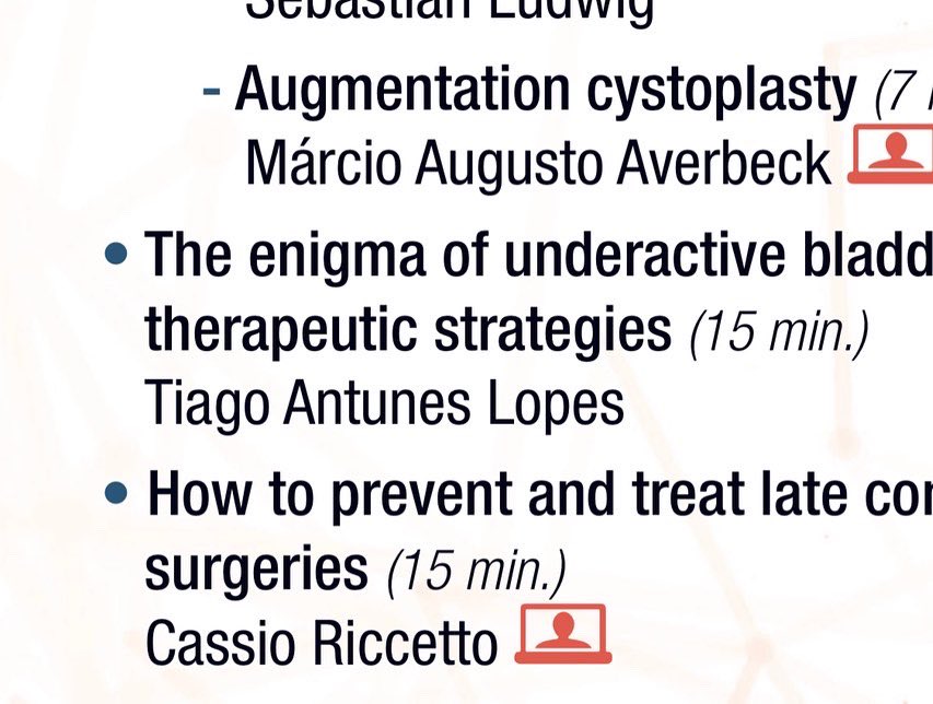 marcioaverbeck's tweet photo. 2021 Portuguese Association of Urology (APU) Congress. Panel on Refractory Overactive Bladder (OAB).
#APU2021 #overactivebladder #botox #sacralneuromodulation #PTNS #bladderaugmentation #qualityoflife https://t.co/b31btLlNdP
