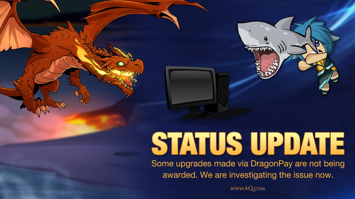 We have received reports that some upgrades made using DragonPay are not being awarded. We are investigating this issue now and will update everyone as soon as more information is available. AQ.com