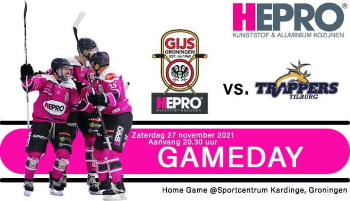 Dadelijk om 20.30 uur begint de 2e wedstrijd in de nieuwe Eredivisie voor GIJS HEPRO Groningen tegen Tilburg Trappers. Zonder publiek maar met live stream... check onze website voor de inloggegevens...