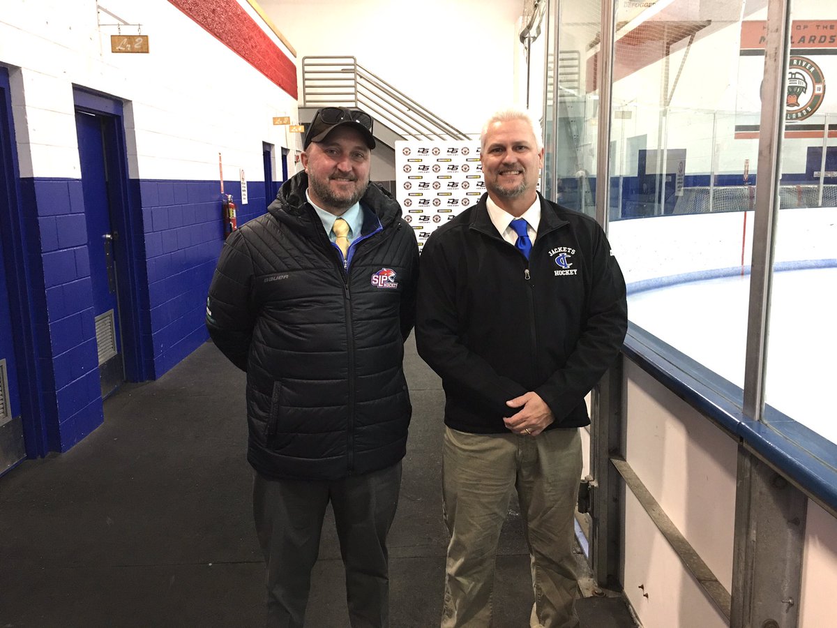 MarkSolberg1957's tweet photo. I am very proud of Cambridge-Isanti Bluejackets alums that give back to students by coaching. We welcome back Bryan Becklin class of 2003 and now assistant coach at Spring Lake Park; and Jarad Ziebarth our great Bluejacket head boys’ hockey coach and class of 1994. #jacketpride https://t.co/iD4lhFNSYc