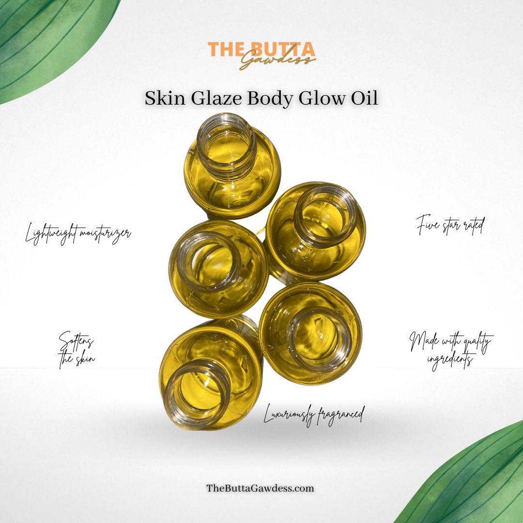 DivineGawdess's tweet image. The Skin Glaze Body Glow Oil is so luxurious and fragrant! 😍

Five star rated ⭐️⭐️⭐️⭐️⭐️

Available in a variety of fragrances ✨

🛍 TheButtaGawdess.com