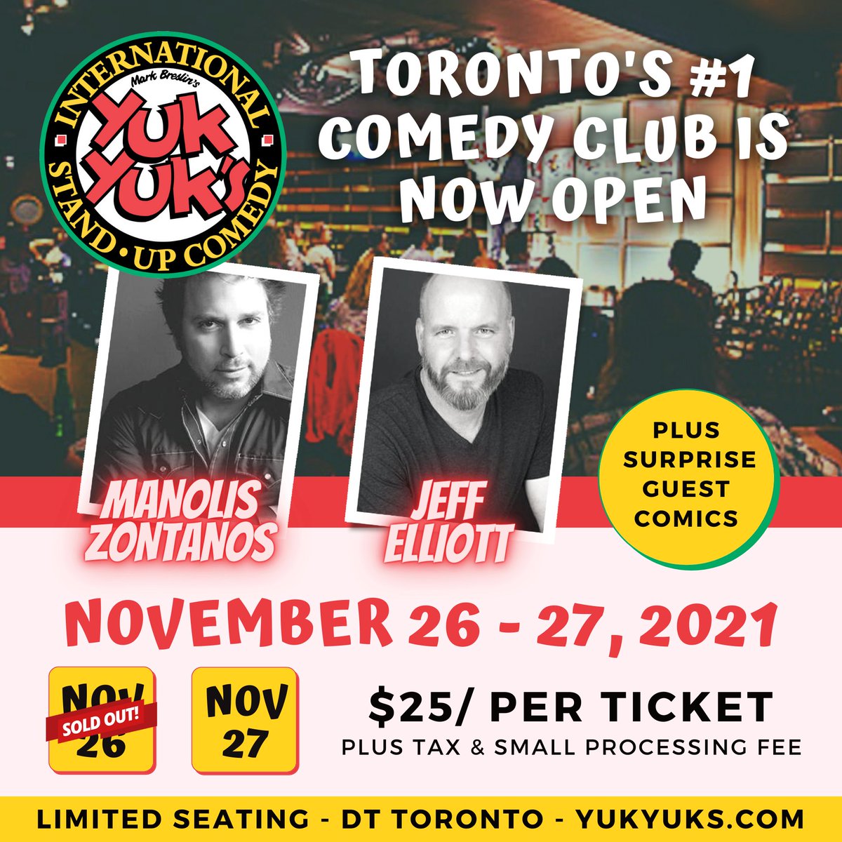 Last night's show was a HIT! Final call for tonight with MANOLIS ZONTANOS. Tickets are limited, buy now: YukYuks.com/Toronto

#Toronto #The6ix #ComedyClub #TorontoComedy #CanadianComedy #YukYuks #YukYuksToronto #DowntownToronto