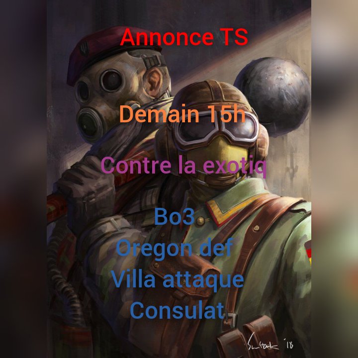 Bonjour/annonce 📢

 je vous annonce que demain a 15h notre rosteur1 vas affrontez la exotiq en ts amical 

Bonne chance à eux