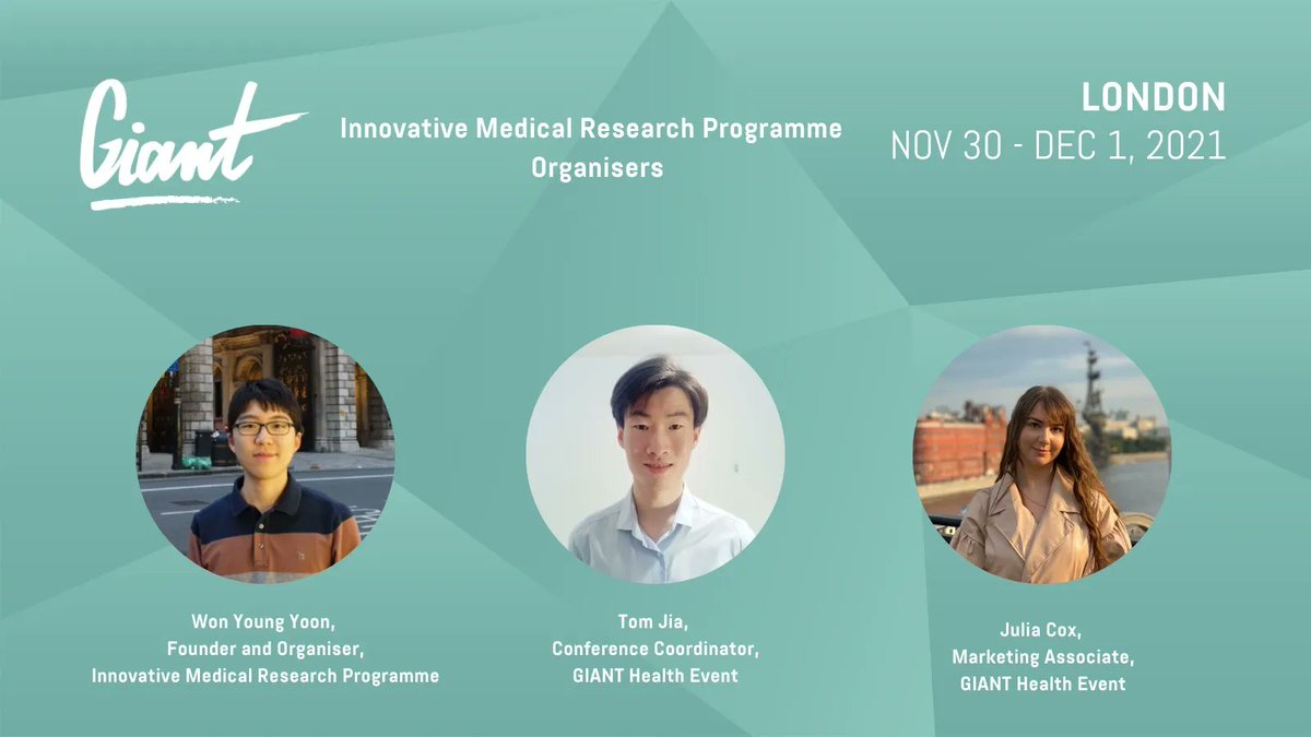 GIANT_health's tweet photo. - @Won_GIANT Organiser of the Innovative Medical Research Programme #GIANT2021 has been working with @TomJ_GIANT @Julia_Cox1
With the help of @Barry_HealthTec @NamdariPooria @ShafiAhmed5 they will deliver a programme for #doctors &amp; students to present Medical Technology research. https://t.co/xo4c0L0wGq