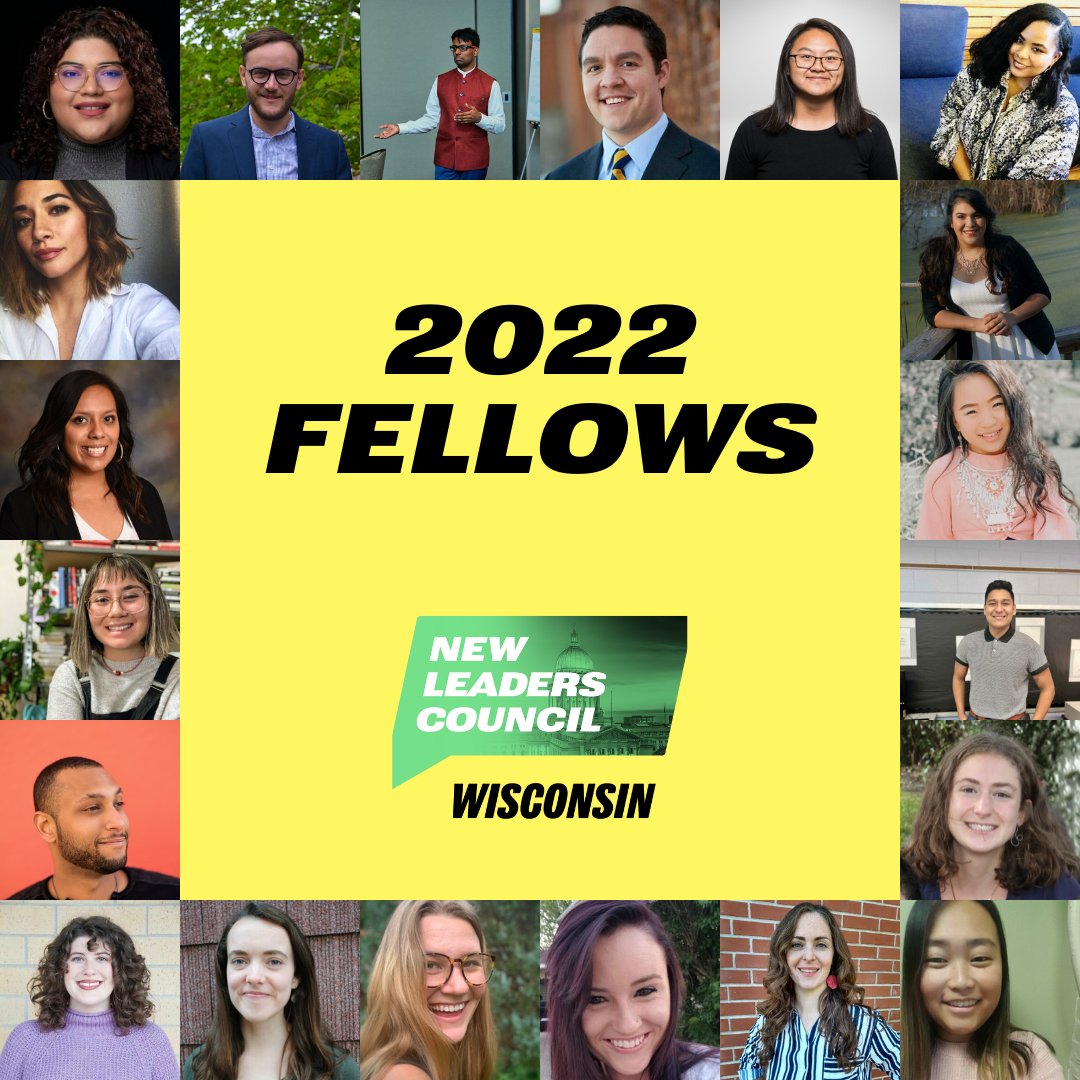 NLCWisconsin's tweet photo. NLC Wisconsin 2022 Fellows are ready to change the world. We are so proud and excited to welcome these 20 proximate leaders to our local and national #NLCFamily.

Meet the 2022 Fellows here: https://t.co/0FrGrPYro6
#NLC2022 #NewLeadersCouncil https://t.co/KCsgTZRJRq