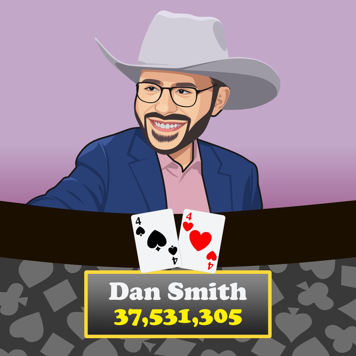 Inspired by <a href="/DanSmithHolla/">Dan Smith</a>
 AKA Cowboy Dan. Considered to be one of the best players in the world, he comes in at 7th on the All Time Money List.🤠💸
#pokerlegendsnft