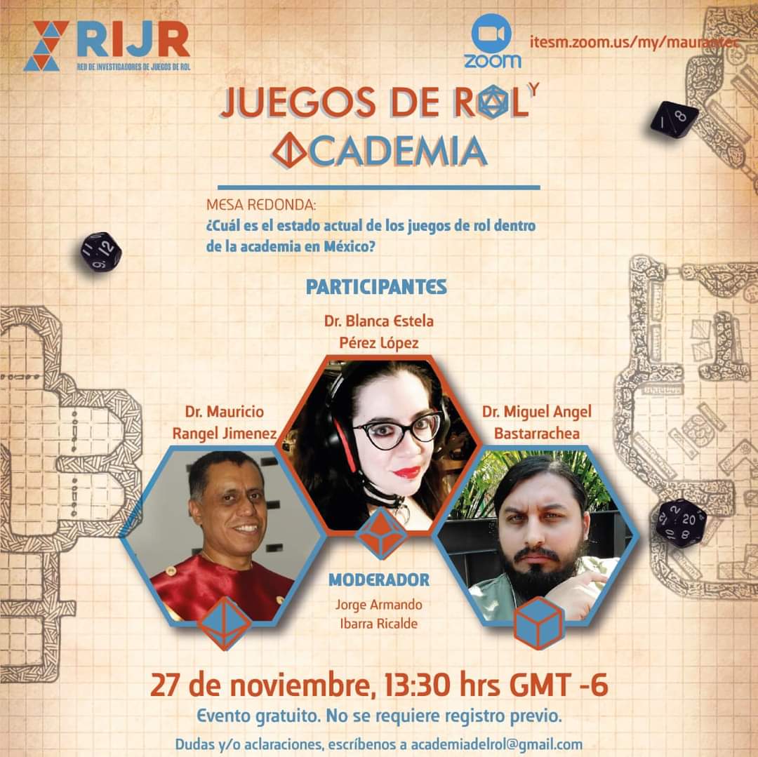 RIJRol's tweet photo. Ya estamos en vivo en la mesa redonda ¿Cuál es el estado actual de los juegos de rol dentro de la academia en México? 

https://t.co/nXHuwYd94N https://t.co/CHdu8Bo1xM