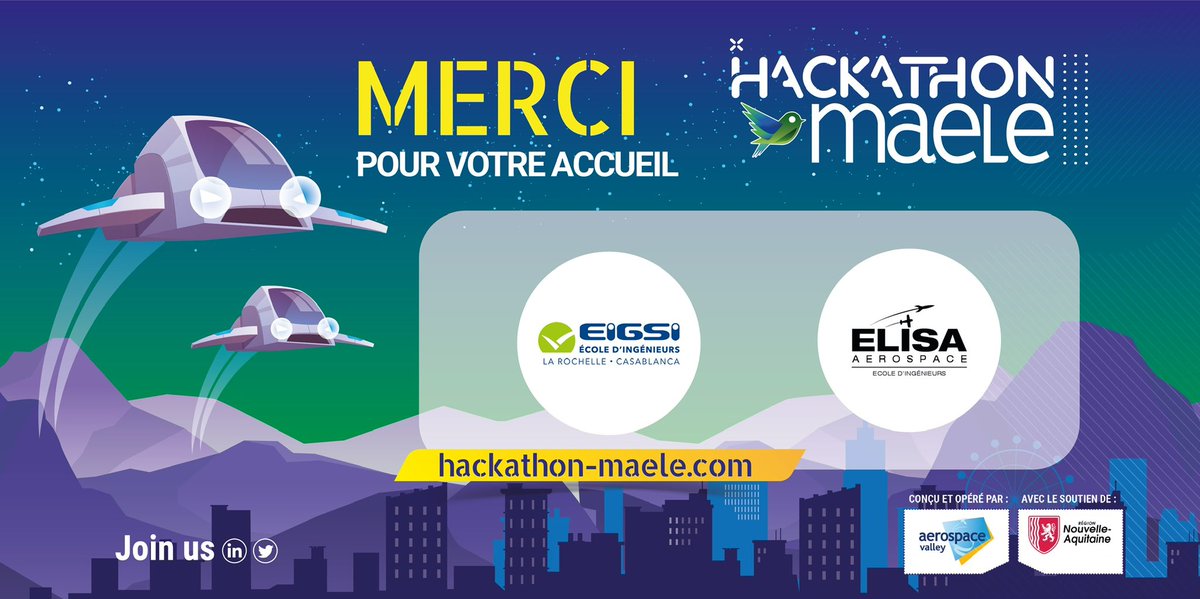 [CLAP DE FIN ] 👏🏼

Merci aux <a href="/d_eigsi/">Ecole d'ingénieurs généralistes Eigsi La Rochelle</a> &amp; <a href="/ELISAerospace/">ELISA Aerospace</a>  deux écoles pour leur accueil, leur professionnalisme et leur convivialité. 
Ils ont organisé ce Hackathon d’une main de maître ! 

La prochaine école à accueillir le Hackathon MAELE sera <a href="/EstiaOfficiel/">ESTIA</a> Bidart.
