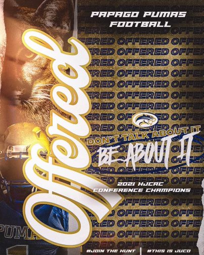 John_Stout12's tweet photo. After a great conversation with @CoachBStro I am blessed to receive an offer from @PapagoPumas @gridironarizona @JGermaine7 @Coach_Stone99 https://t.co/vBWOk5qxVJ