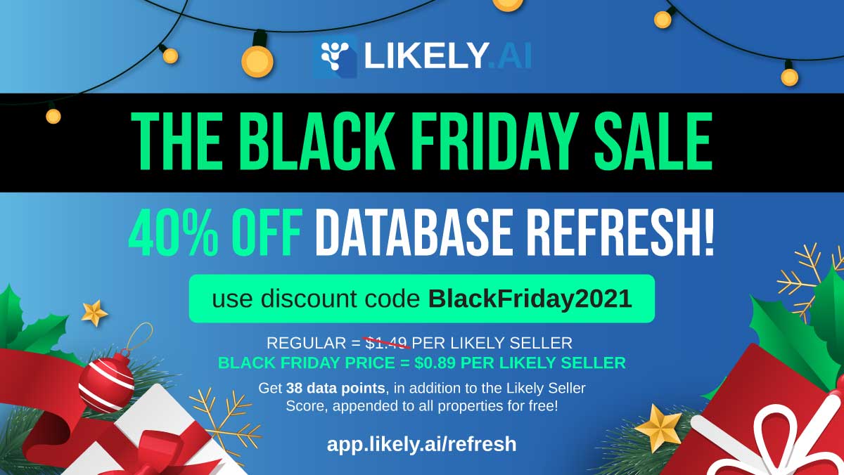LikelyAI's tweet image. There&apos;s still time!  Get your database some FRESH data at our lowest offer ever.

#databaseREFresh #ai #blackfriday #realestate