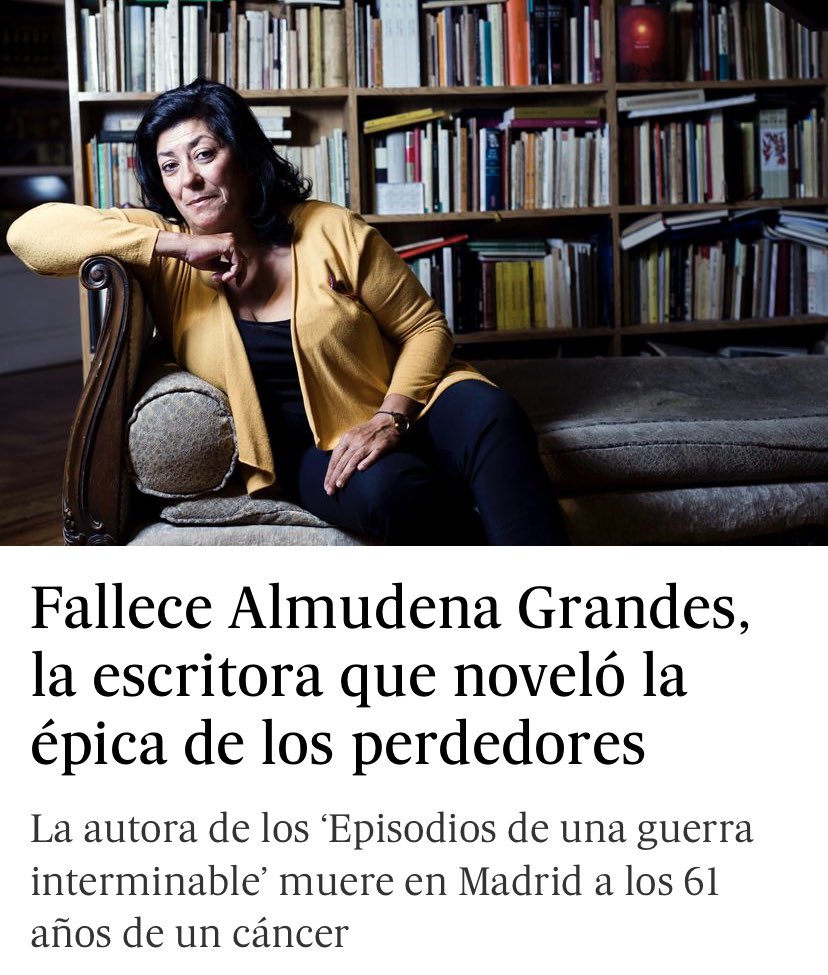Muchas gracias, Almudena. Tus lectoras te echaremos de menos. 
DEP <a href="/AlmudenaGrandes/">Almudena Grandes</a>