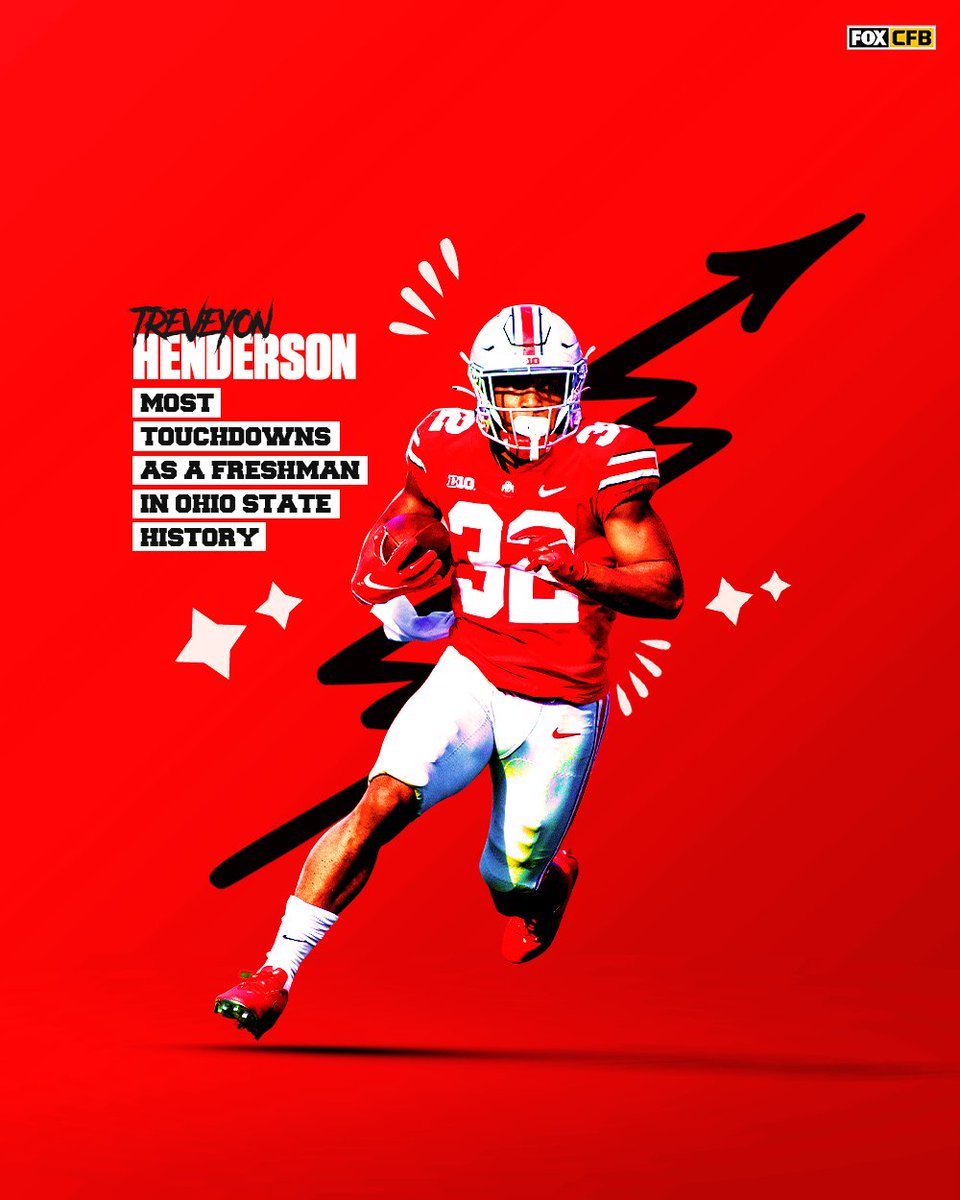 📈🌰 <a href="/TreVeyonH4/">TreVeyon Henderson</a> passes <a href="/ReeseClarett13/">Maurice Clarett</a> for most touchdowns as a Freshman in <a href="/OhioStateFB/">Ohio State Football</a> history!