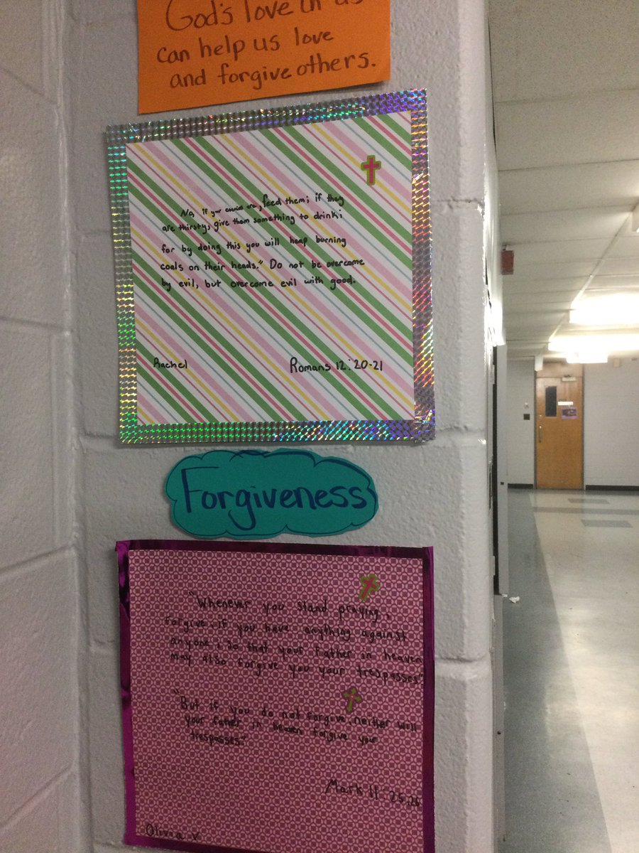 MsMatherHNMCS's tweet photo. Grade 5’s @hnmcs displayed Bible Verses showing the importance of Forgiveness. Lovely posters! https://t.co/60jIrExMih