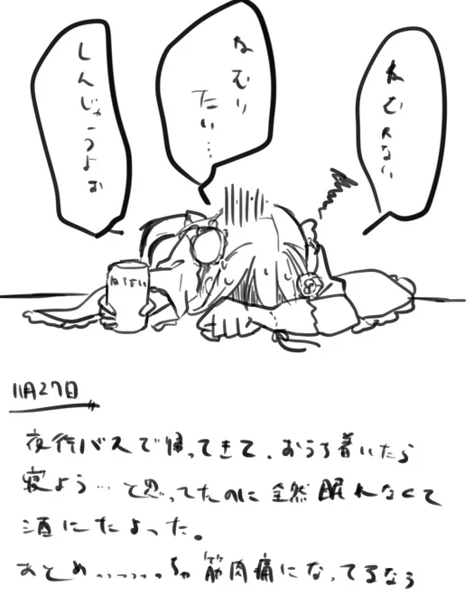 11月27日
酒に頼り眠れました!!!
#あまび絵日記 