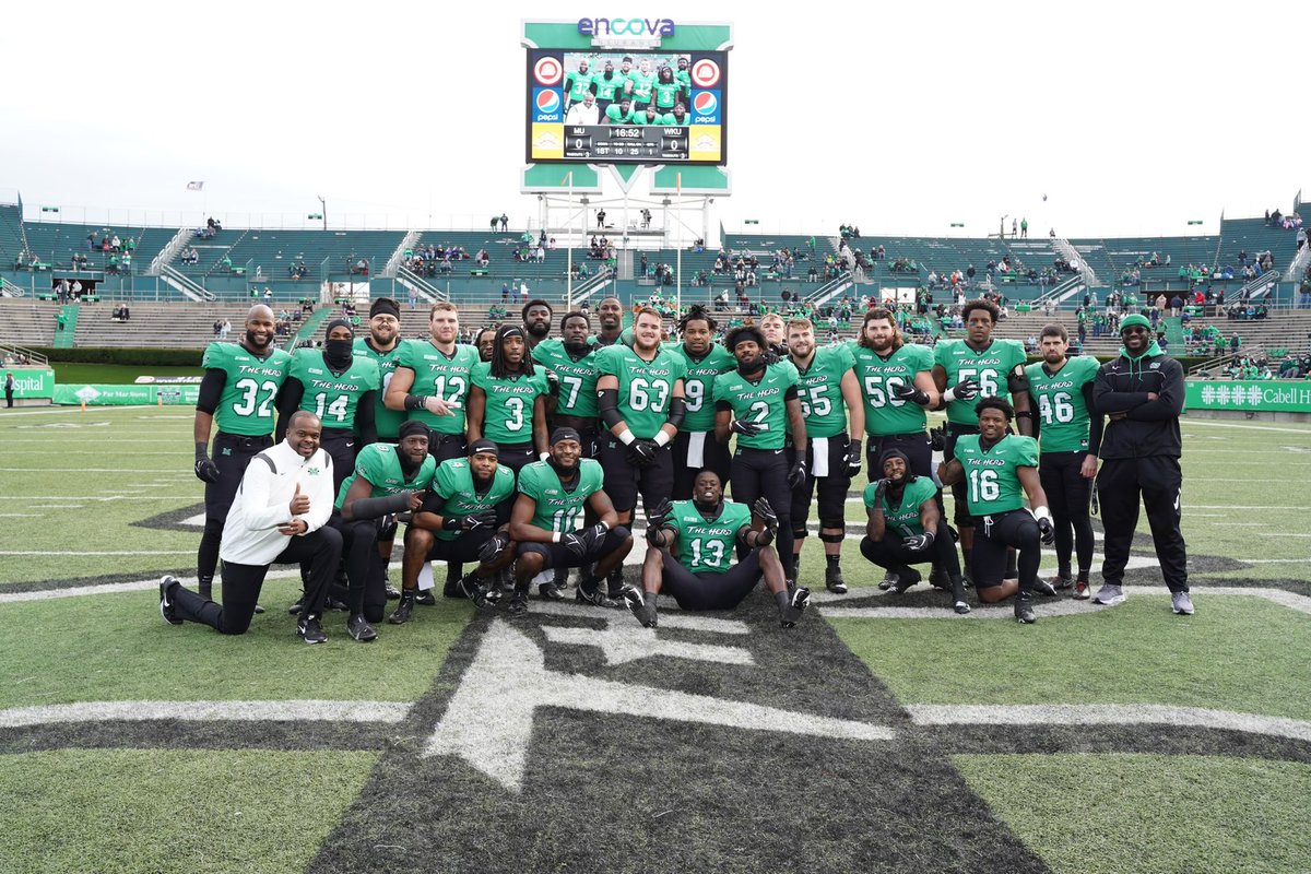 HerdFB's tweet photo. Senior Day 2021! Thank you to these 24 student-athletes for their contributions to Marshall football. 💚🖤

#WeAreMarshall x #RiseAsOne https://t.co/t1M80TXm2c
