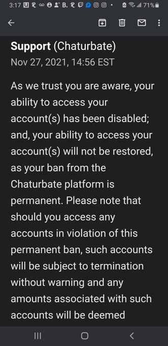 Looks like my ban is permanent. Shit. https://t.co/Ti18gAAnTU<a href="/tag/chaturbate"class="tags"><span>#chaturbate</span></a><a href="/tag/freecheeseburgerjesus"class="tags"><span>#freecheeseburgerjesus</span></a>