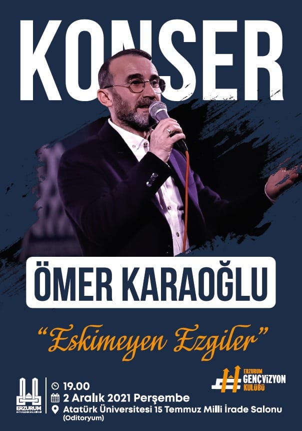 Kıymetli sanatçımız Ömer KARAOĞLU beyefendinin "Eskimeyen Ezgilerimizi"  seslendireceği bu güzel konser gecesi tüm halkımız davetlidir 🎤🎼🤗🎉🌹