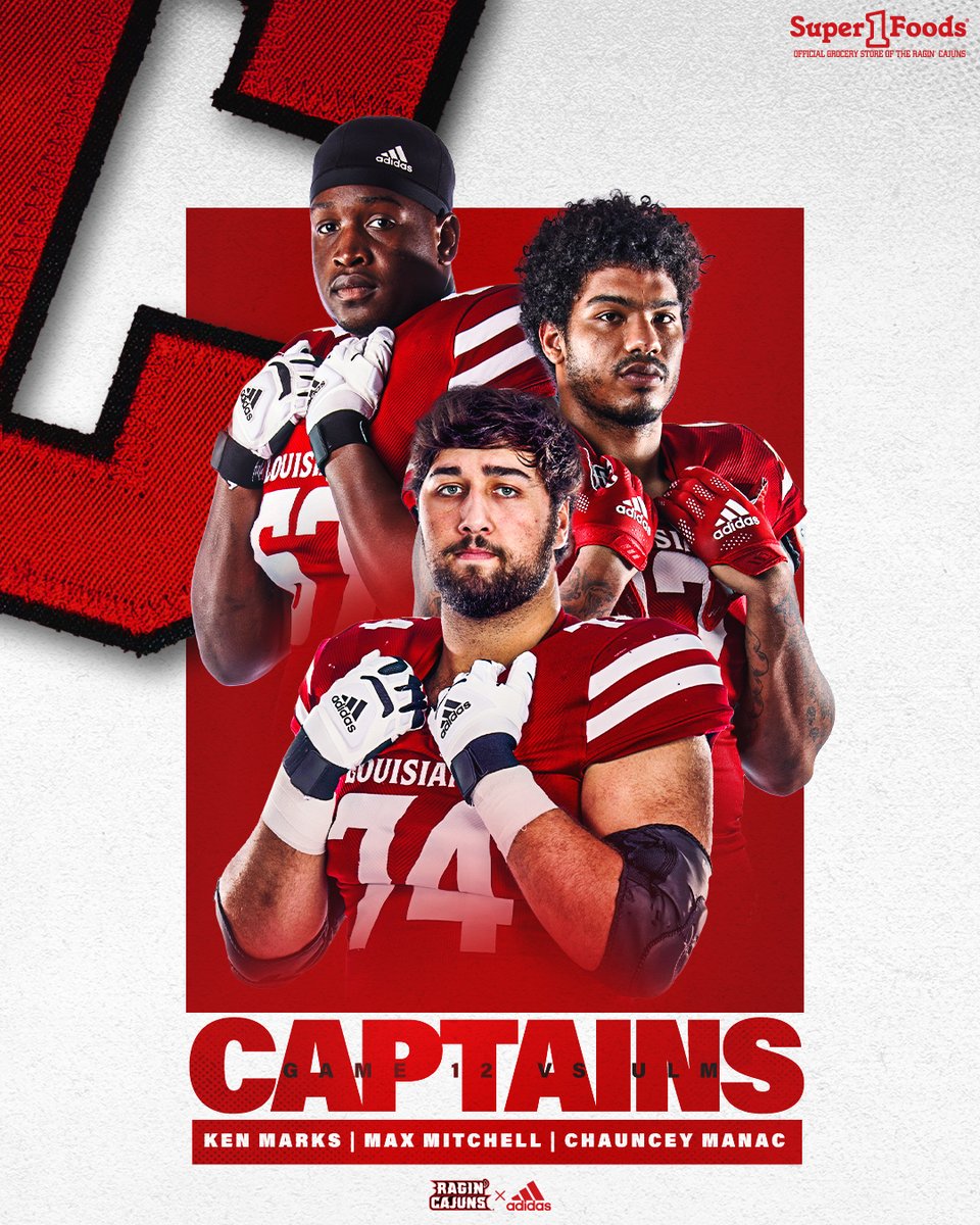 Today's captains:

🤟 @KenMarks67 
🤟 @Max_Mitch_09 
🤟 @ChaunceyManac 

#GeauxCajuns ⚜️