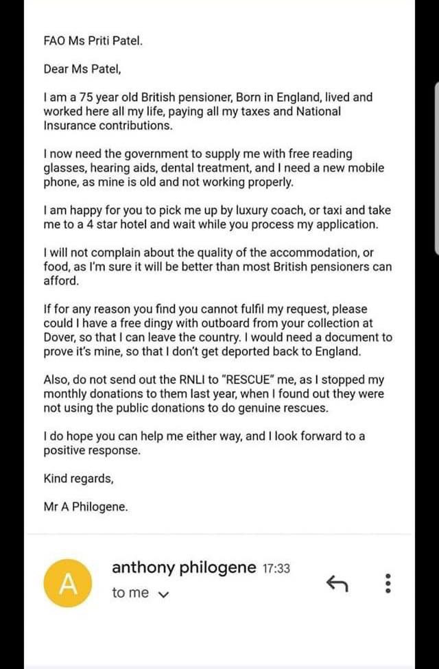 A pensioner’s letter to Priti Patel… our country is a mess.