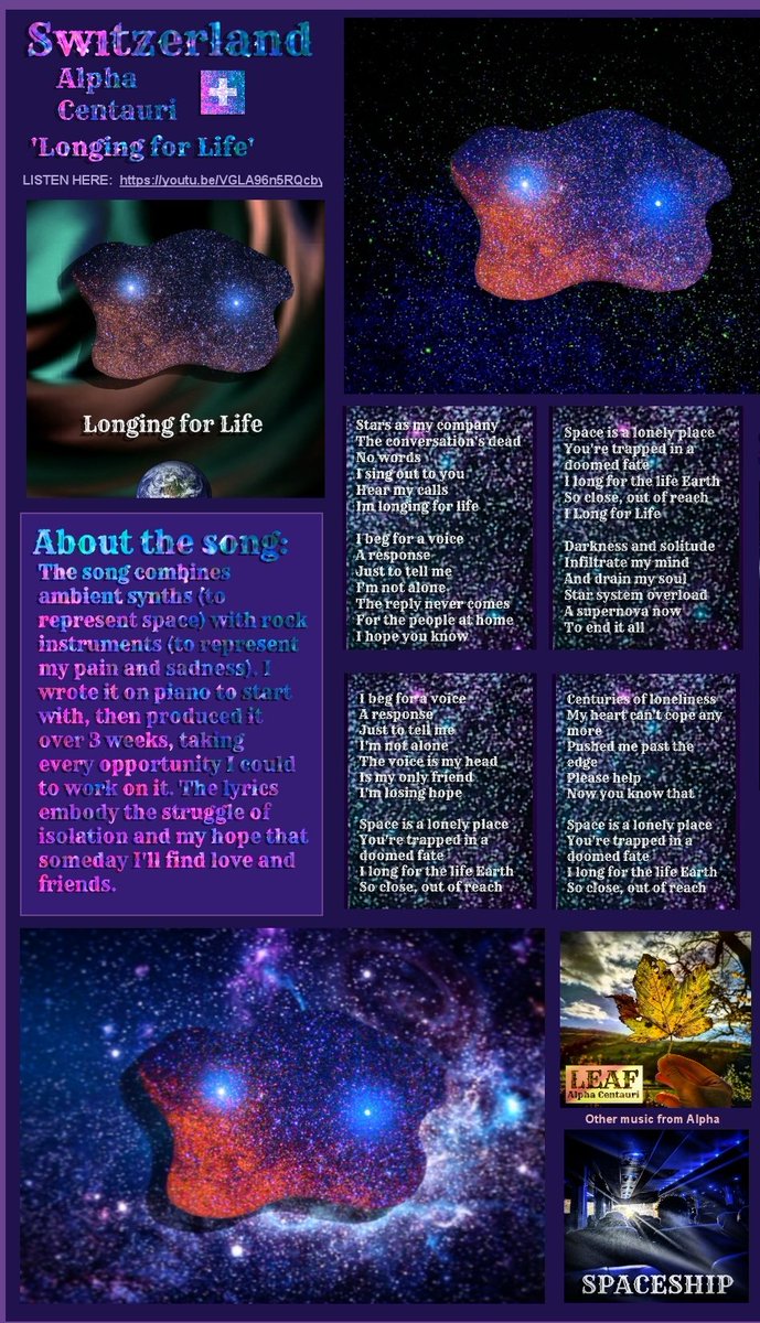Eurovisnt's tweet photo. 16 SWITZERLAND 🇨🇭
Alpha Centauri - "Longing for Life"
#Eurovisnt https://t.co/i6eOlwYjjX