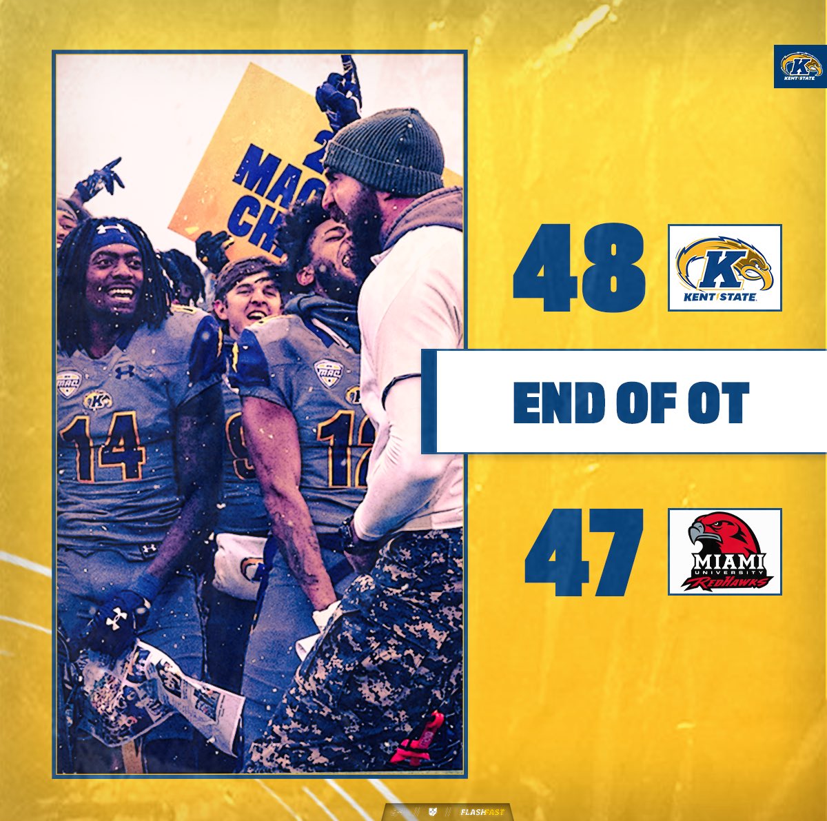 KentStFootball's tweet photo. END OF OT… WE’RE MAC EAST CHAMPS!

#FlashFAST⚡️| #BeTheAlpha🦅 https://t.co/cp2pVmFxyP