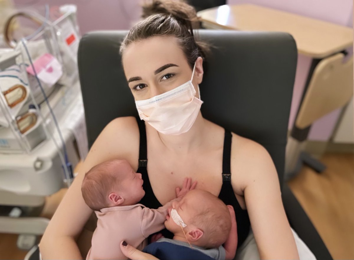 ColleenB123's tweet photo. My babies are 3 weeks old today! They both finally hit 5 pounds and are practicing bottle feeding and breastfeeding so they can come home. Pretty sure they will be home by Christmas! It’s hard to be patient but I’m really proud of them for being so strong! 💖 https://t.co/5qYT5wccPC
