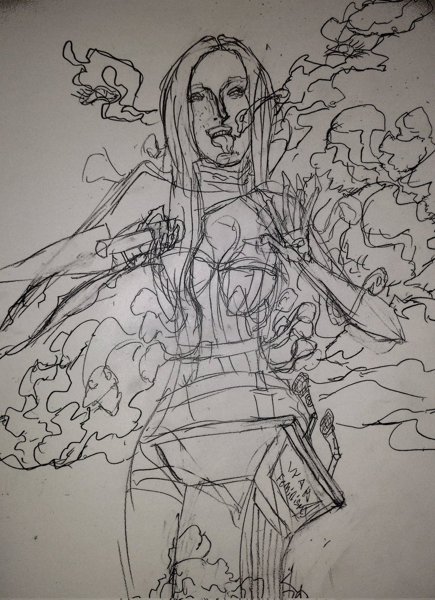 RayMCarney's tweet photo. Sketch for princess of swords
Pencil on paper
#princessofwands
#sketchbook
#medusa
#cardib
#snakes
#tongue
#raymcarney
#lowbrow
#hibrow
https://t.co/zMOI5DsvRq https://t.co/crSGE7ntcp