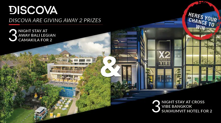 TravelDailyHQ's tweet photo. https://t.co/pR8Ct7MJVw Dreaming of Bali and Thailand? Dont miss this opportunity to win 3 nights of luxury just by answering a simple question. ENTER NOW-  entries close 5 December #travel #competitions #discova #awaylegian #crossvibebangkok https://t.co/xa8zbfYABM