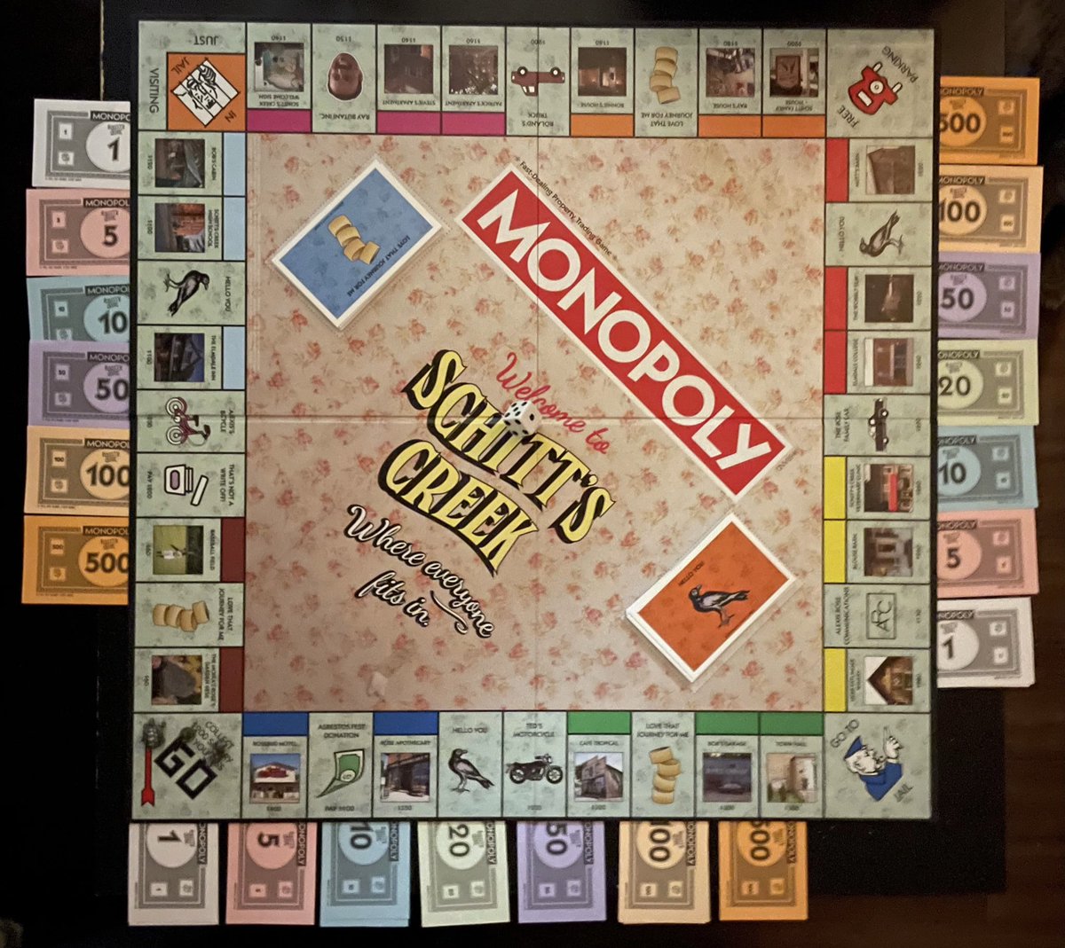 gabikcard's tweet photo. Monopoly has been my fav board game since I was a kid so I was very excited when my partner got this version for us to play!! @SchittsCreek @danjlevy I spent most of the evening in jail but I learned how to fold in the cheese!! https://t.co/AxUrBSeb4m