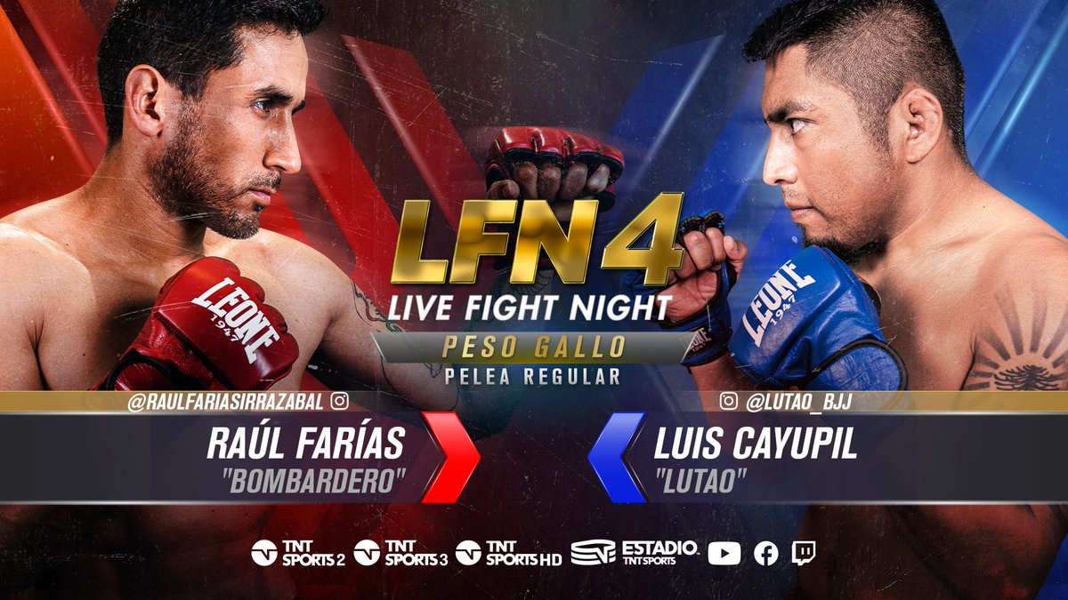 TNTSportsCL's tweet photo. 💥💪🥊 Comienza Live Fight Night 4
 
 Disfruta la primera pelea de la noche. ¡Regresan las MMA!

▶️ Por todas nuestras pantallas y plataformas digitales
#MMAxTNTSPORTS https://t.co/WNxQ66mk1d