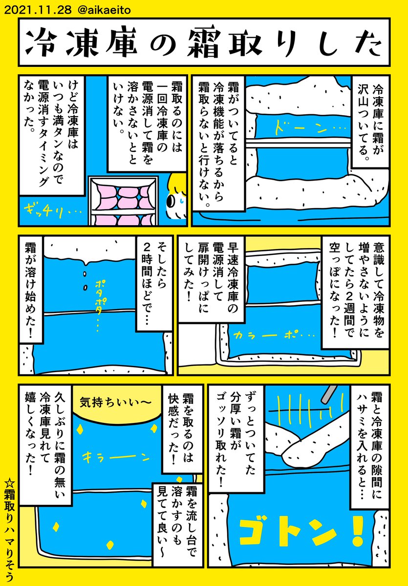 冷凍庫の霜取りした 