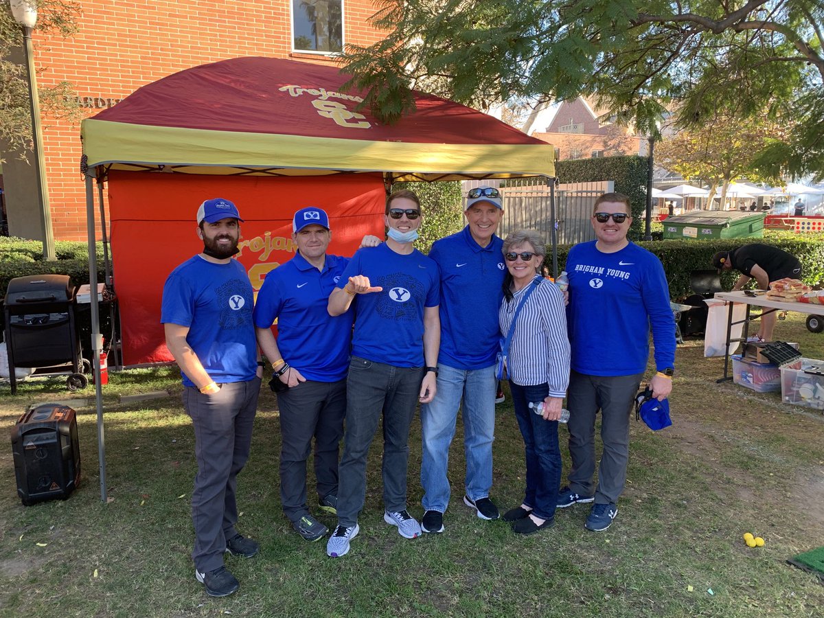 DirkCotterell's tweet photo. .⁦@BYUfootball⁩ .⁦@BYUSportsNation⁩ .⁦@BYUCougars⁩ in "enemy" territory (really are great hosts:) https://t.co/Y0H0j3RxvX