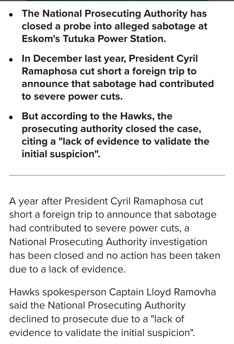 koko_matshela's tweet photo. The NPA has found no evidence of sabotage at Tutuka.  The Sunday Times report of sabotage at Tutuka is extremely mischievous. Allegations have been investigated by the Hawks. The NPA has concluded there is no evidence of sabotage https://t.co/qcLAgDstfN