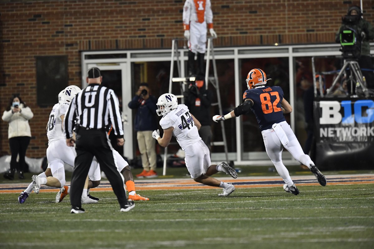 NUFBFamily's tweet photo. Senior LB Troy Hudetz collects the first INT of his career. #GoCats https://t.co/bljAQ41T4s