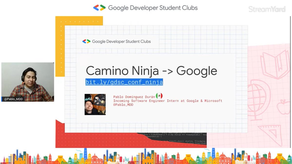 GdscLatam's tweet photo. En este momento @Pablo_MDD en vivo en LATAM Conference con su charla Ninja Road To @Google SWE Intern
LINK: https://t.co/9kBJ7EhiRM
#GDSCLatamConference
#GDSC
#LATAM https://t.co/PdPgUuzFMT