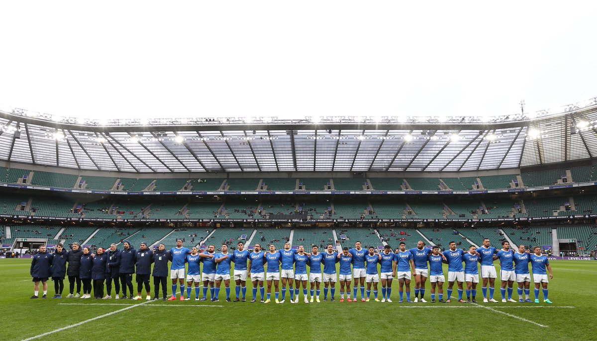manusamoa's tweet photo. Gutted and disappointed with the cancellation of our Match with the @Barbarian_FC but still went ahead with singing our National Anthem and performing our Siva Tau to honor our fans and our people for the support. 

Fa'afetai Samoa mo lau Tapuaiga!

#WeAreManuSamoa https://t.co/eXw1g5Szqj