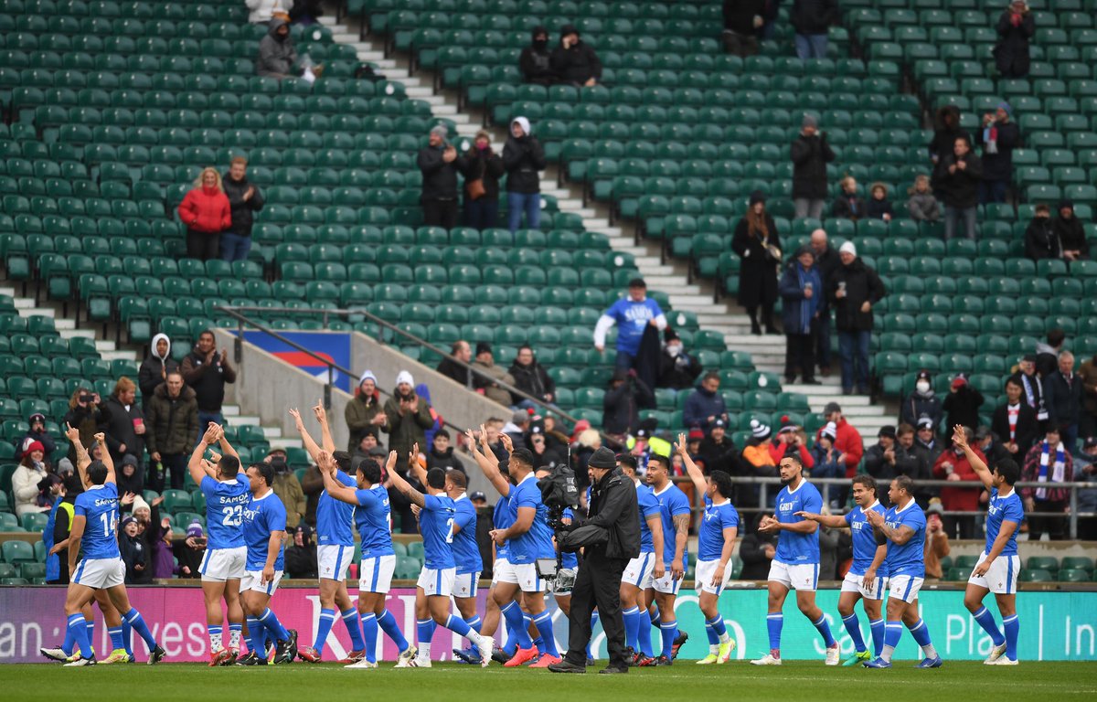manusamoa's tweet photo. Gutted and disappointed with the cancellation of our Match with the @Barbarian_FC but still went ahead with singing our National Anthem and performing our Siva Tau to honor our fans and our people for the support. 

Fa'afetai Samoa mo lau Tapuaiga!

#WeAreManuSamoa https://t.co/eXw1g5Szqj