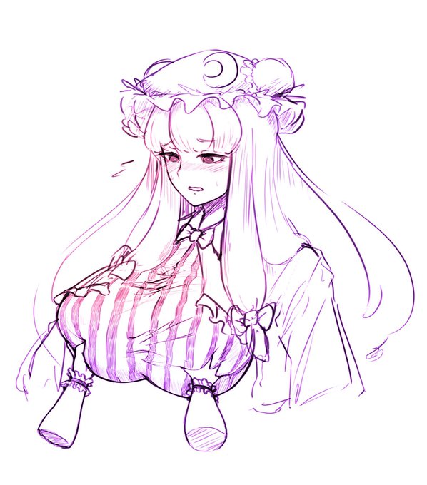 パチェぱい
#東方Project #イラスト #絵描きさんと繋がたい 
怖いと言いながら10分ほど揉み続けるレミィ 